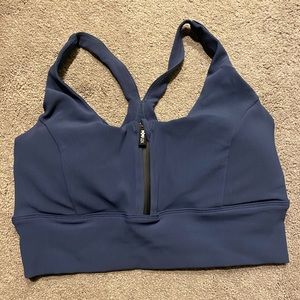 Energy Half-Zip Crop Top (ribbed navy, XL)